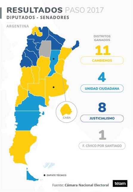 Cambiemos se quedó con 11 de las 24 provincias- Cambiemos se quedó con 11 de las 24 provincias